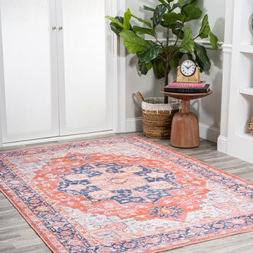 Maris Ornate Medallion Washable Area Rug